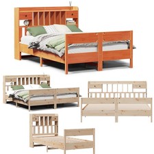 Massivholzbett Holzbett Bett Bettgestell mit Regal Schubfächer ohne Matratze