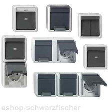 GIRA Aufputz AP Wassergeschützt IP44 Grau Steckdose Schalter Kombination-Auswahl