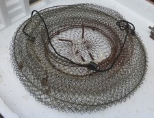 alter Eisen Metall Kescher Reuse Setzkescher rund Draht ? Fischnetz Angeln Korb