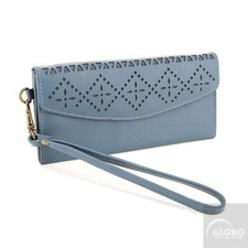 Ledergeldbeutel Damen * Fair Trade * echtes Leder Farbe: grau-blau