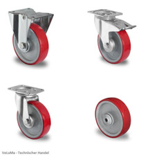 KIT Transportrollen Polyurethan Schwerlastrolle 80 100 125 160 200mm KUGELLAGER