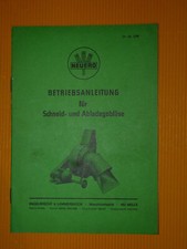 Neuero betriebsanleitung schneidgebläse abladegebläse Mai 1969