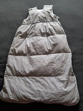 Baby Winter Schlafsack,  grau kariert,  80 lang, ohne Arm, Baumwolle mit Daunen