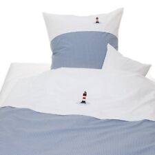 Lorena Maritim Bettwäsche Leuchtturm Roter Sand Vichy Karo, blau-weiß, 135x200cm