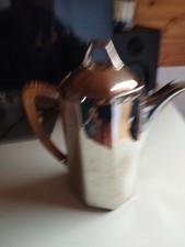 Vintage Kaffee Kanne Keramik Silver Farbe Mit Rattan Griff