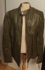 Original Tigha Echtlederjacke Bikerjacke Khaki Grün Gr. L Neu Lederjacke Unisex