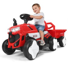 2-in1 Traktor mit abnehmbarem Anhänger Kinder Elektroauto mit LED Lichtern Music