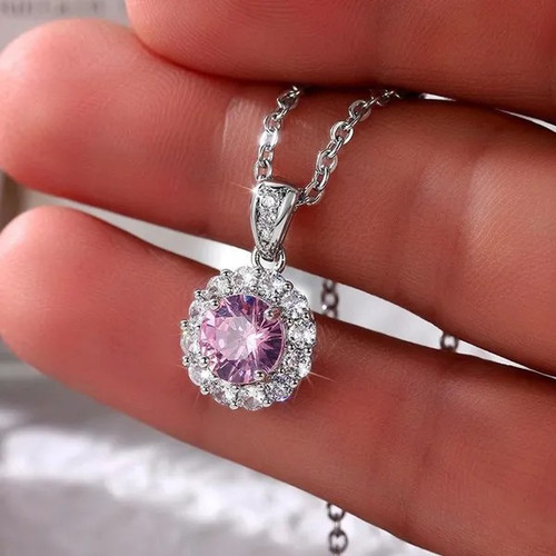 Romantische halskette mit - halskette, rosa