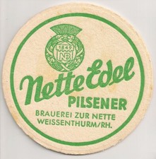 Nette Edel Pilsener - historischer Bierdeckel "Brauerei zur Nette, Weissenthurm"