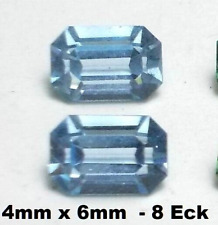 2 x Schmucksteine Aquamarin farbig 4mm x 6mm 8 Eck - Idar Oberstein Art Deco (19