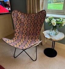 'Butterfly' entspannender bequemer Akzentstuhl - Eisengestell - 'Aztekischer' Stoff