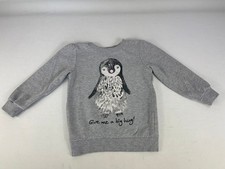 Kinder Langarm Pullover Pulli Gr. 110-116 Grau von Dopodopo mit Pinguin Bügelbil