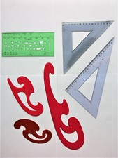 Zeichenschablonen Kurvenschablonen Maßstabschablone Dreiecke