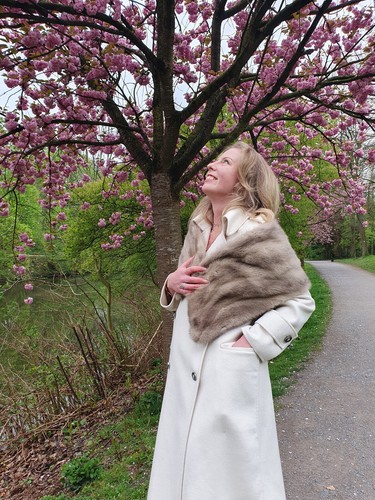 Pelzstola nerzstola grau beige - pelzstola, grau-beige