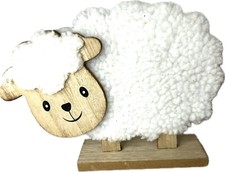 Deko Schaf Holz Kunstfasern Seitenansicht 14 x 20 cm