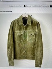 Hellgrüne Leder Trucker Jacke für Herren reines Wildleder Größe 4XL