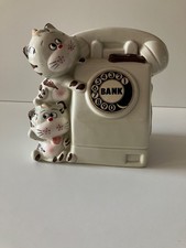 Spardose mit Telefon Katzen Motiv Porzellan