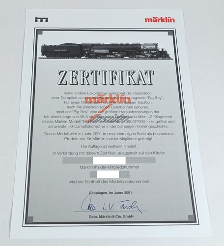 Märklin 37990 zertifikat - 37990, us