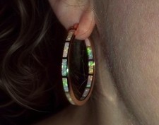 Große Rosegold Opal Creolen Rose Feueropal Huggies Opal Hoops Edelstahl Reifen