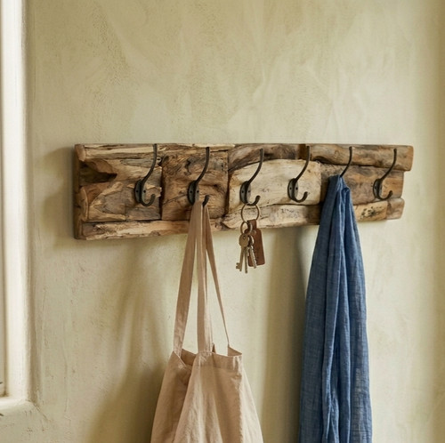 Wandgarderobe teak wurzelholz - teak,