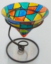 Kerzenhalter für Schwimmkerzen. Bemaltes Glas.