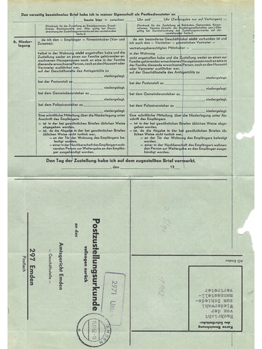 Landpoststempel 2971 uttum auf - uttum,