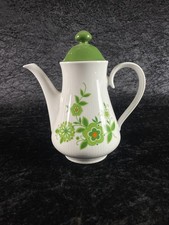 Kanne Kaffeekanne Teekanne Seltmann Weiden Bavaria Porzellan Grün Blumen Muster