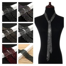 1PC Herren Damen Strass Krawatte Kristall Halskette Schal Glitter Glänzend Party