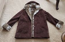 Warme Lederjacke - Webpelz Innenfutter - Wildleder - Winter - Braun  Gr. 42 / 44