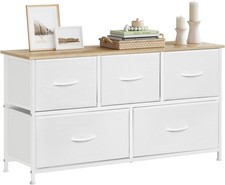 Kommode mit 5 Schubladen aus Stoff,Kommodenschrank Sideboard 30x100x54cm 005ws