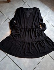 Damen Stufen Volant Kleid L  Gina Schwarz NEU