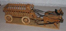 XL Schnitzerei Gespann Wagen