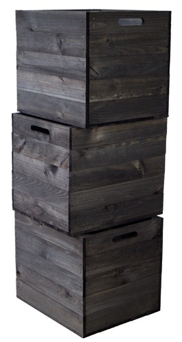 3er set holzkiste schwarz - set,