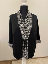 Kombi Bluse/Weste XL schwarz - weiß Doppellagen-Look