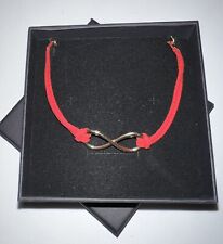 Armband Unendlichkeitszeichen Kunstleder Karabiner Messing Rot