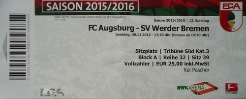 Ticket bundesliga 2015 fc - 2015/16,