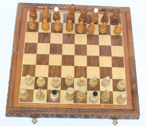 Altes schachspiel holz mit - altes,