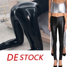 DE Damen PU Leder Leggings