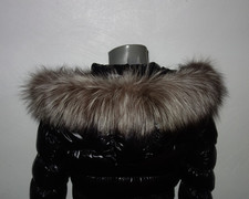 Silberfuchs Pelz Kapuze Kragen