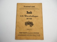 Bautz AS122 Dieselschlepper 12 PS 4-Gang Ersatzteilliste Ersatzteilkatalog 1954