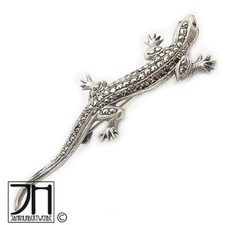 800 Silber Brosche Eidechse