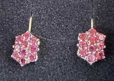 Ohrringe Ohrhaken, Gg333, pinkfarbene Saphire, 14x10 mm ohne Haken,2,36 Gramm,