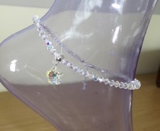 *SWAROVSKI ELEMENTS PERLE KRISTALLKLAR AB MIT BLUME CHARM FUSSKETTCHEN 🌼*