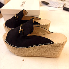 Plateau Pantolette Sandalette T861P Größe 36 Wedges Schuhe Slide Damen