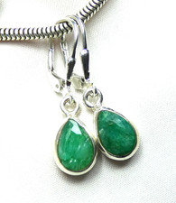 Ohrhänger 925 Silber Klappbrisur fac. Smaragd Tropfen - edles Unikat neu