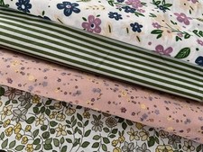 4 Stoffreste Baumw. Stoffpaket Streifen ca. 25x65-70 cm Unbenutzt Blümchen Rosa