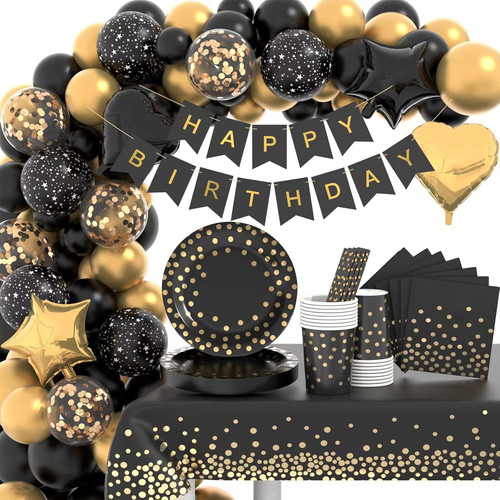 Partygeschirr set schwarz - partygeschirr,