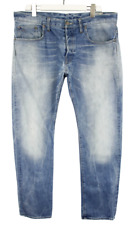 G-Star 3301 Straight Herrenjeans W38/L32 Verblichen Blau Whiskers Knopf Fly