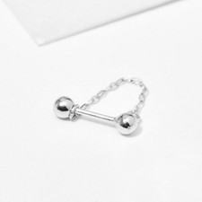 Echt 925 Sterling Silber * Ohrringe Ohrstecker Piercing * Helix Kugel Kette Boho