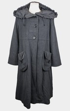 Erich Fend Lange Mantel Wolle Kaschmir Gr. 46 Mit Kapuze